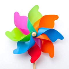 Colorful Plastic Pinwheel on White Background