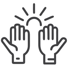 Obraz premium Healing Hands with Light Rays Icon for Alternative Medicine Websites, Reiki Practitioners and Energy Healing Education Materials