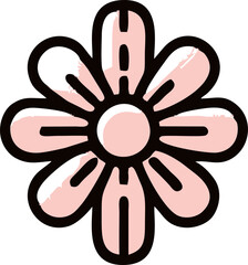 Stylized Pink Flower Icon, Floral Design Element
