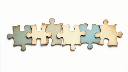 Interlocking Pastel Jigsaw Puzzle Pieces on White Background Teamwork Concept