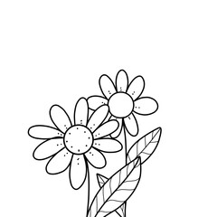 Flowers drawing illustration kids drawing cartoon style  white background
