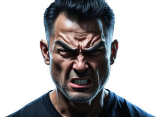 Angry Middle-Aged Man Screaming with Intense Expression