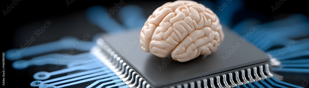 Poster editorial style illustration of a machine learning process featuring artificial intelligence, deep d