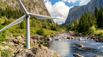 Wind turbine green valley environment