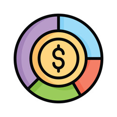 Check out our latest flat outline style icon of market shares analysis