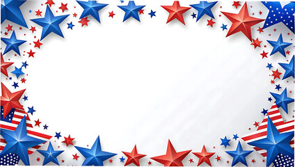 Obraz premium Fourth of July independence day frame with colorful patriotic stars and confetti