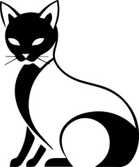 Black and white vector illustration of a cute feline pet