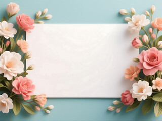 Poster and greeting card background with floral edges and clean central white space, ultra high definition and high resolution for elegant event invitations or creative designs