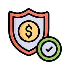 A captivating flat outline style icon of money protection