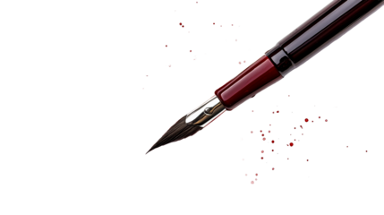 Watercolor brush with red paint, isolated, cut out transparent