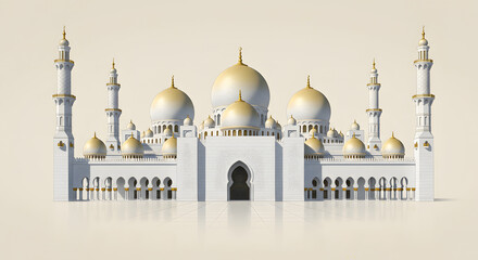 Obraz premium A illustration of a stunning mosque rocking a mix of white and gold vibes