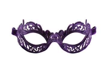 Elegant purple masquerade eye mask isolated, cut out transparent