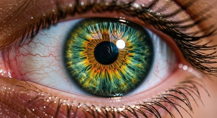Eye Macro with Green Iris and Detailed Lashes for Vision Concepts