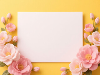 Poster and greeting card background with floral edges and clean central white space, ultra high definition and high resolution for elegant event invitations or creative designs