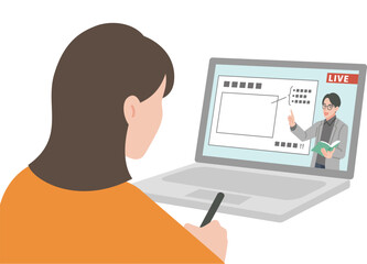 オンライン塾で勉強する女性