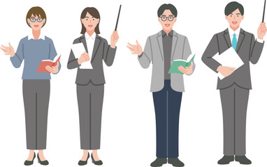 教師の男女の全身セット