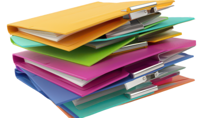  Stack of Colorful File Folders