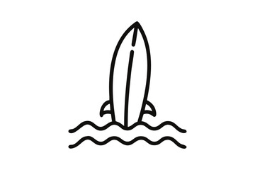 simple summer Surfboard line icon, editable stroke