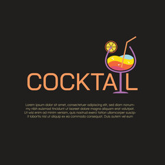 Minimalist Cocktail Logo with Pastel Abstract Background