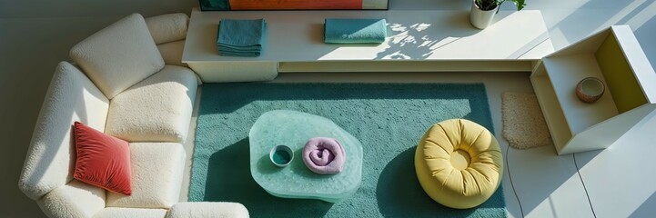 Generative AI, Contemporary Living Room with Colorful Modular Decor