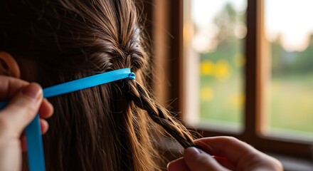 Braided hair tutorial hair style braid ribbon hairstyle beauty salon hair care fashion trend tutorial