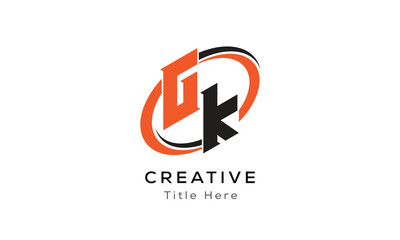 GK creative letter logo with circle area. Initial letter GK linked circle uppercase monogram logo. GK initial letter logo vector design.