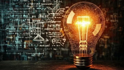 A luminous light bulb symbolizes innovation and creativity.