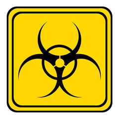 biohazard warning sign on a yellow triangular board. biological sign.