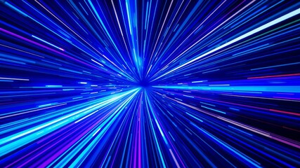 Fototapeta premium Abstract blue light streaks radiate outwards creating a dynamic speed and energy effect perfect for futuristic backgrounds.