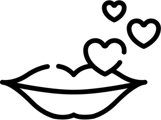 Love icons. Friendship Heart, Kiss and Love line icon. Vector illustration. Editable stroke. stock illustration