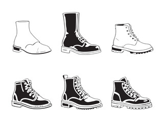 Trendy Dress Boots Line Art Drawing for Fashionable Icon Designs