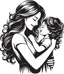 Elegant Black & White Mother’s Day Vector Design | Minimalist Line Art Illustration