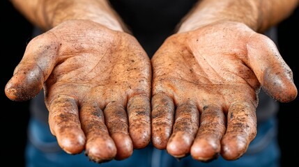 Fototapeta premium Dirty hands showing the effects of hard work and labor