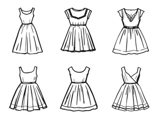 Minimalist line art of a stylish dress with graceful curves