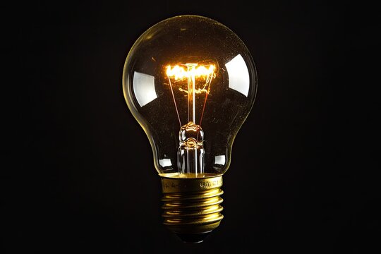 Illuminated light bulb on black background