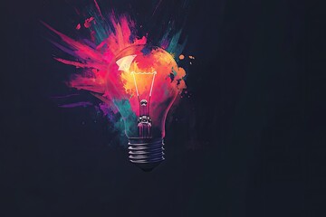 Abstract lightbulb idea burst colors