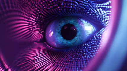 Futuristic Cybernetic Eye with Neon Lights &ndash; Digital Technology Concept Image