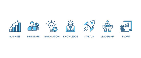 ENTERPRENEUR BANNER WEB ICON VECTOR ILLUSTRATION CONCEPT WITH ICON OF BUSINESS, INVESTORE, INNOVATION, KNOWLEDGE, STARTUP, LEADERSHIP, PROFIT