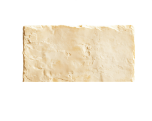 Pale Yellow Rectangular Block with Rough Uneven Texture, PNG