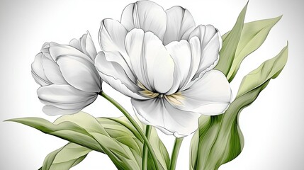 Elegant white tulips illustration