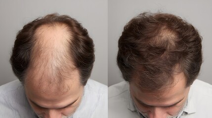 Transformation Journey Captured in Portrait: Before and After Hair Restoration Process