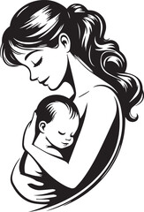 Elegant Black & White Mother’s Day Vector Design | Minimalist Line Art Illustration