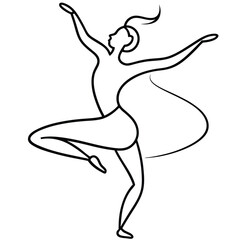 Abstract Line Art Drawing of a Graceful Female Dancer