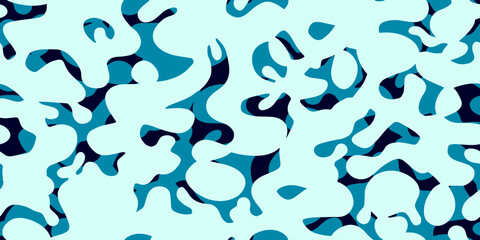 Abstract Seamless Pattern with Liquid Water Splashes. Vector Ripple Texture of Blue Sea,Summer vacation backdrop