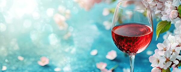 Glass of Ros? Wine with Cherry Blossoms