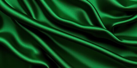 Luxurious Emerald Green Silk Fabric Draped in Elegant Waves
