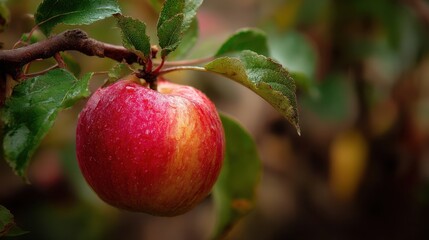 Close-up view of a fresh, ripe  hanging on a tree branch.