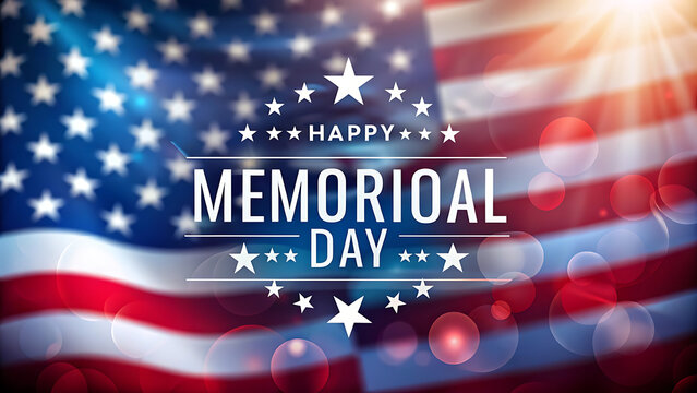 Memorial Day banner honoring national American holiday with patriotic flags