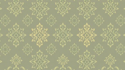 Elegant Olive Green and Beige Floral Damask Pattern for Textile Design