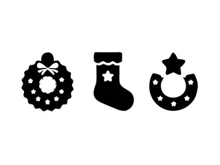  Festive Christmas Icons Wreath, Stocking, Ornament